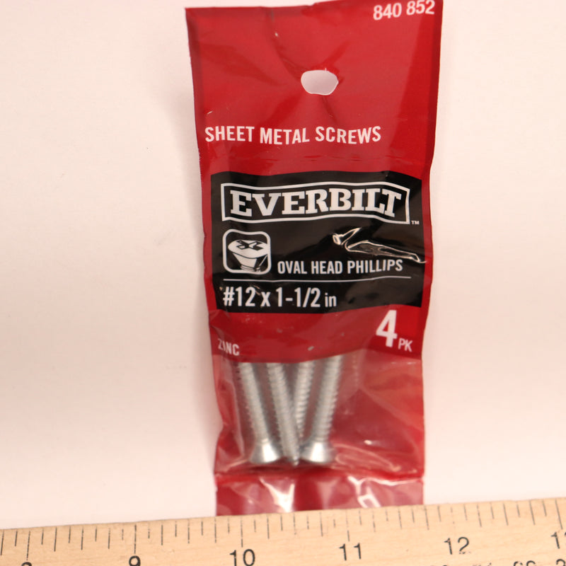 (4-Pk) Everbilt Phillips Oval Head Sheet Metal Screws Zinc Plated