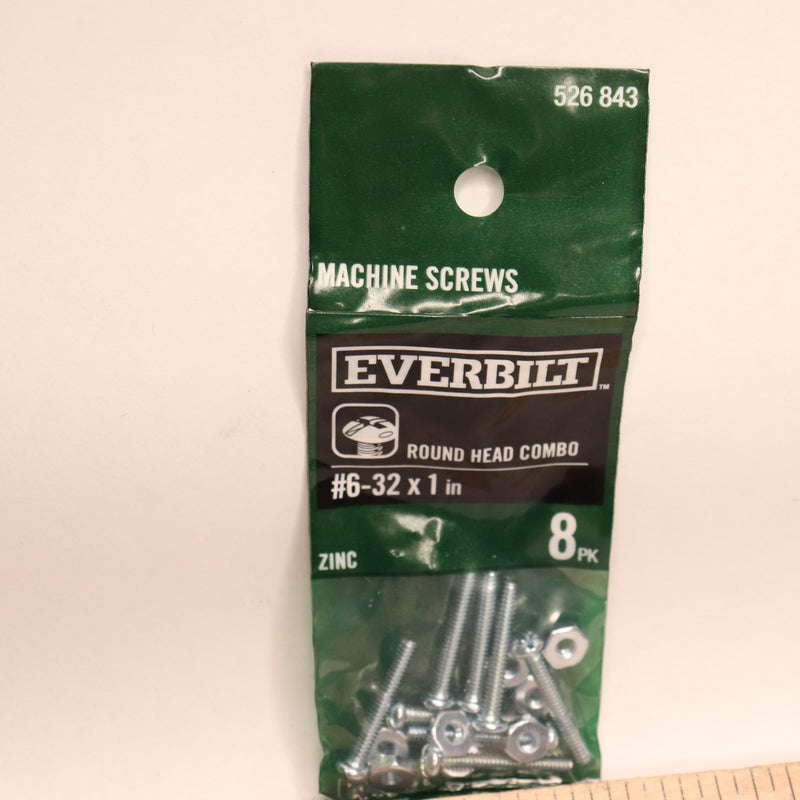 (8-Pk) Everbilt Combo Round Head Machine Screws Zinc Plated