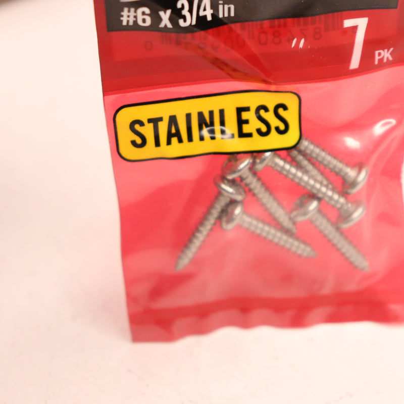 (7-Pk) Everbilt Phillips Pan Head Sheet Metal Screws Stainless Steel