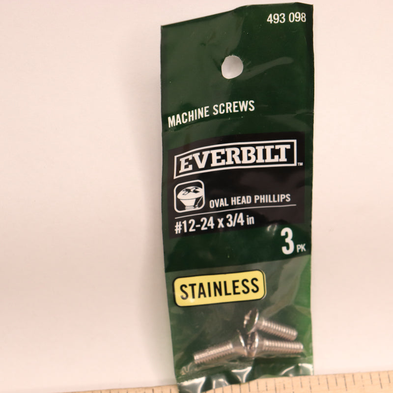 (3-Pk) Everbilt Phillips Oval Machine Screw Stainless Steel