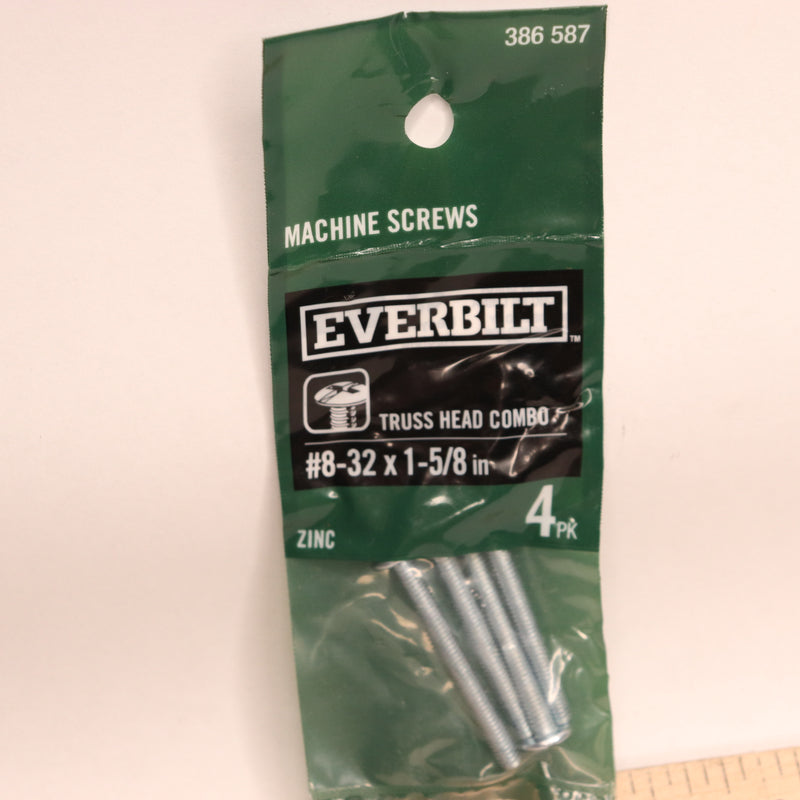 (4-Pk) Everbilt Combo Truss Head Machine Screws Zinc Plated