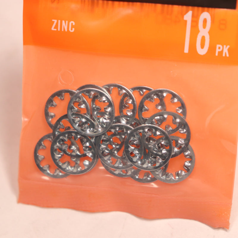 (18-Pk) Everbilt Internal Tooth Lock Washer Zinc-Plated Steel 1/4" 400955