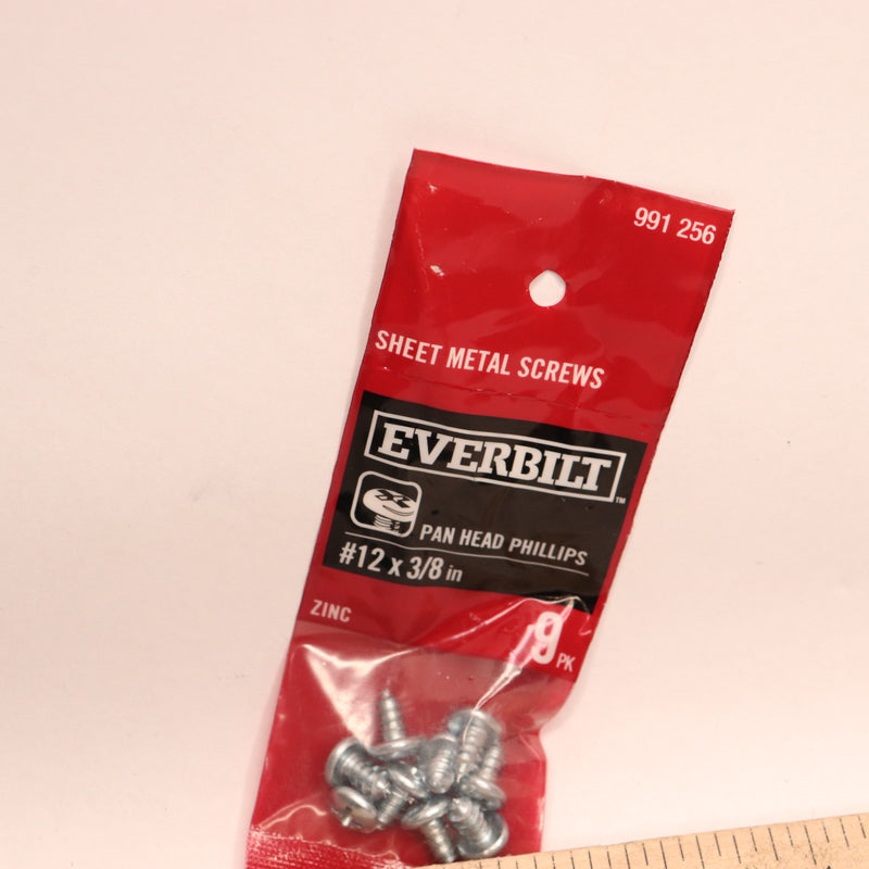 (9-Pk) Everbilt Phillips Pan Head Sheet Metal Screw Zinc Plated