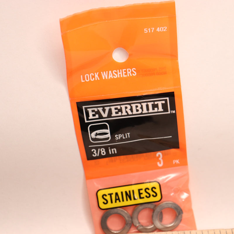 (3-Pk) Everbilt Lock Washer Stainless Steel 3/8" 517402