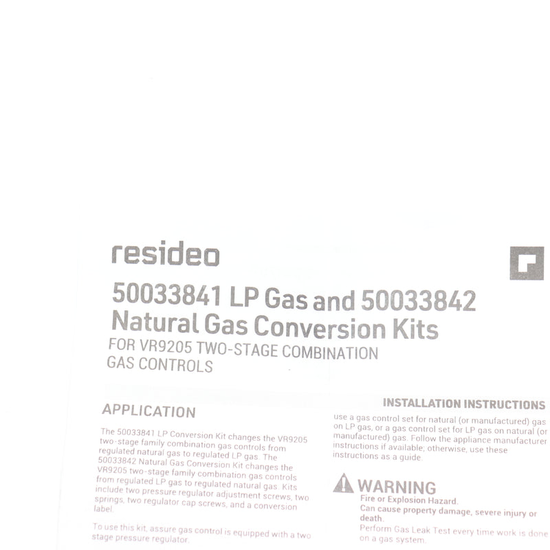 Resideo Natural Gas Conversion Kit 50033841 LP 50033842