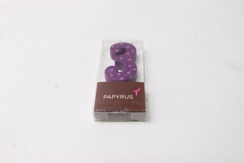 Papyrus Birthday Candle Number 3 Polka Dots Purple