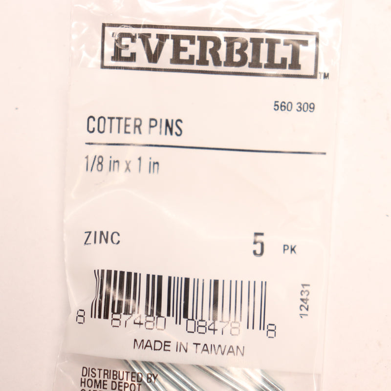 (5-Pk) Everbilt Cotter Pins Zinc-Plated Metallics 1/8" x 1" 560309