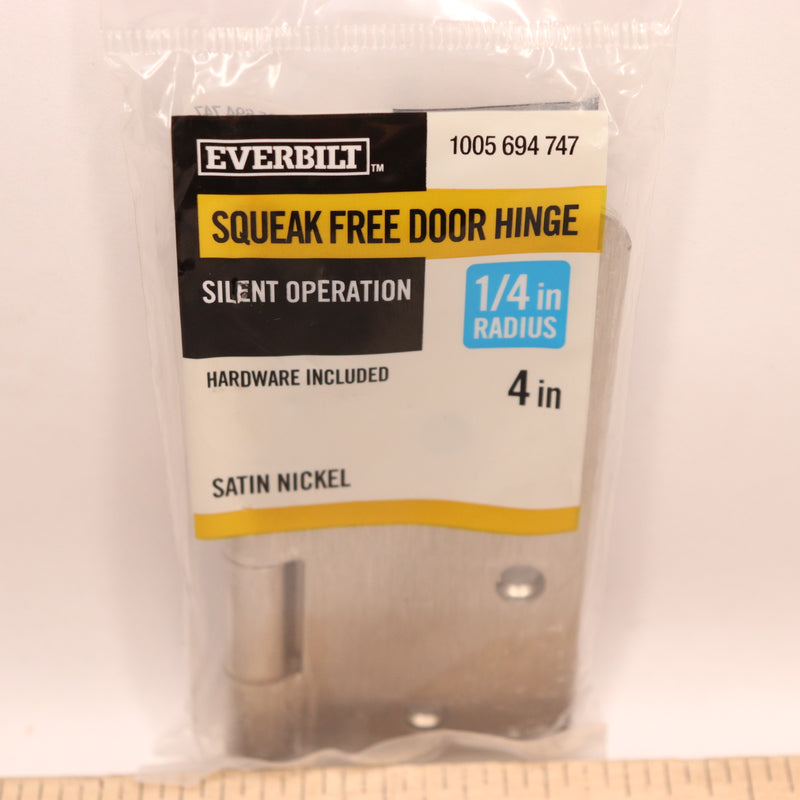 Everbilt Squeak-Free Door Hinge Satin Nickel 4" x 1/4" Radius 1005694747