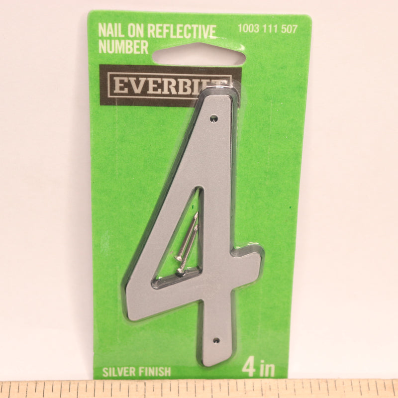 Everbilt Reflective Nail-On House Number 4 Plastic 4" 1003111507