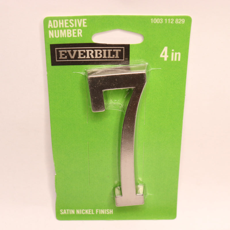 Everbilt Flush Mount Self-Adhesive House Number 7 Satin Nickel 4" 1003112829