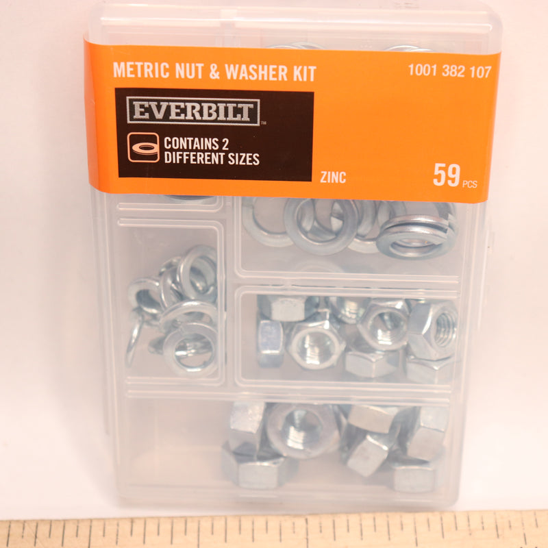 (59-Pk) Everbilt Metric Nut and Washer Kit Zinc-Plated 1001382107