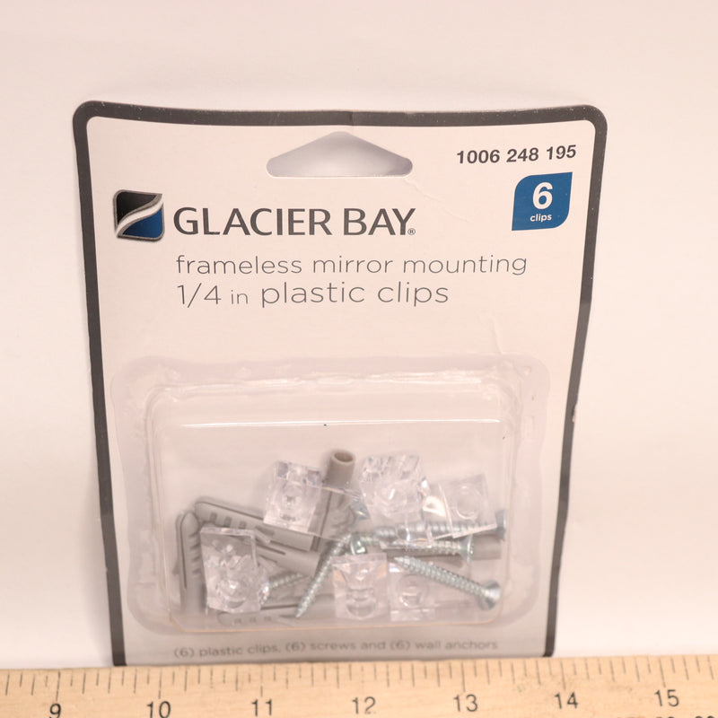 (6-Pk) Glacier Bay Mirror Mounting Clips Plastic 1/4" 1006248195