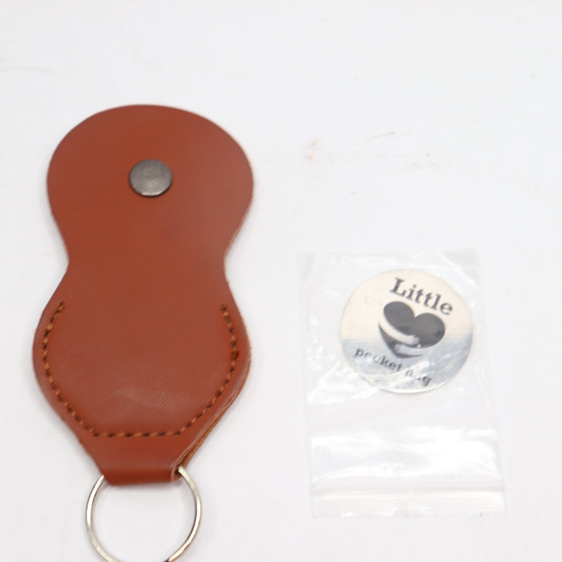 Pocket Token Keepsake Double Sided Message Engraved with PU Leather Keychain
