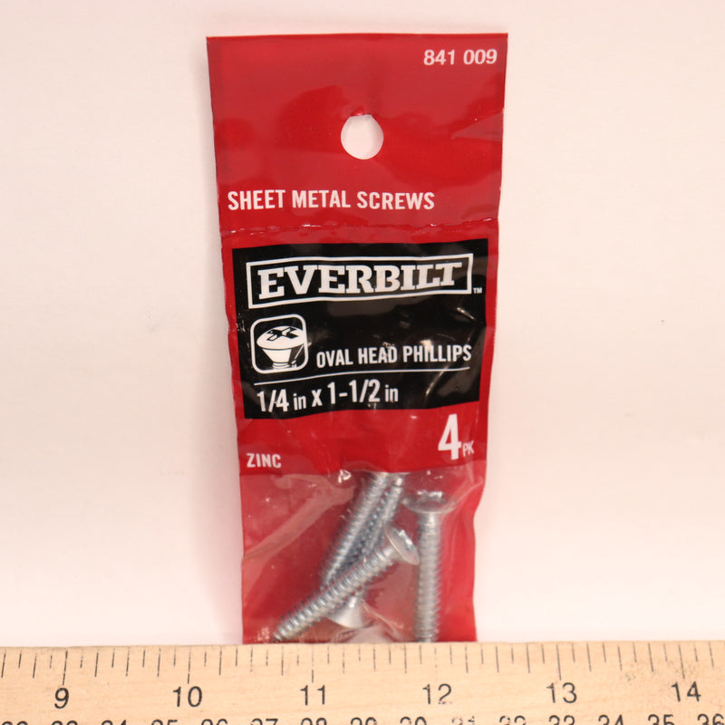 (4-Pk) Everbilt Phillips Oval Head Sheet Metal Screws Zinc Plated 841009