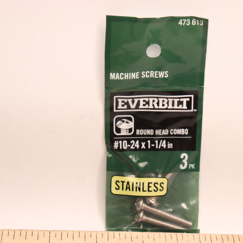 (3-Pk) Everbilt Combo Round Head Machine Screw Stainless Steel