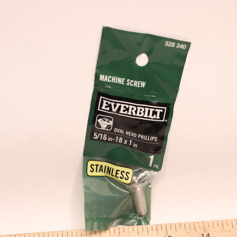 Everbilt Phillips Oval Machine Screw Stainless Steel 5/16"-18 x 1" 528340