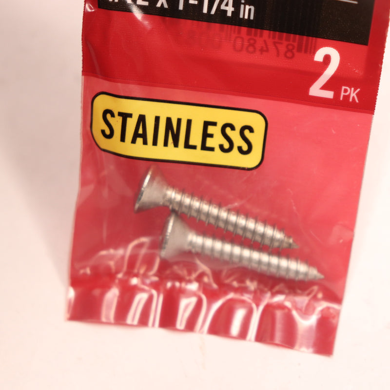 (2-Pk) Everbilt Phillips Oval Head Sheet Metal Screw Stainless Steel 12 x 1-1/4