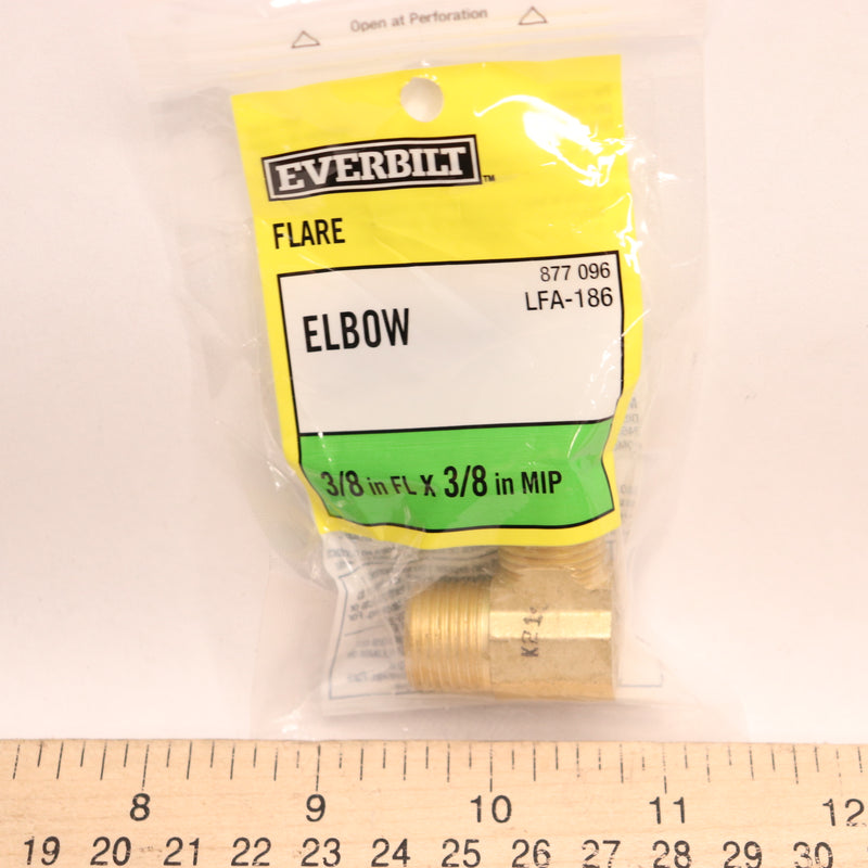 Everbilt 90-Degree Elbow Fitting Brass 3/8" Flare x 3/8"MIP 877096