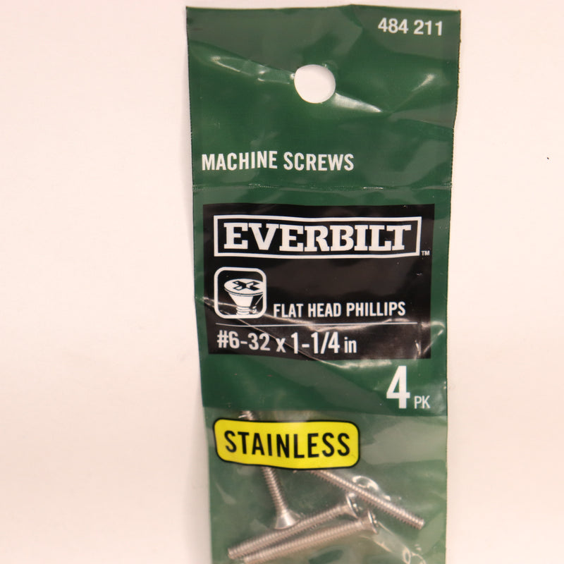 (4-Pk) Everbilt Phillips Flat Head Machine Screw Stainless Steel