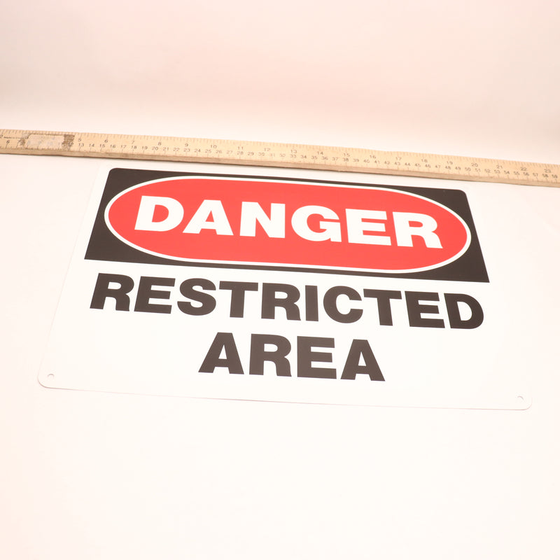 Everbilt Danger Restricted Area Sign Aluminum White/Red/Black 10" x 14" 566943