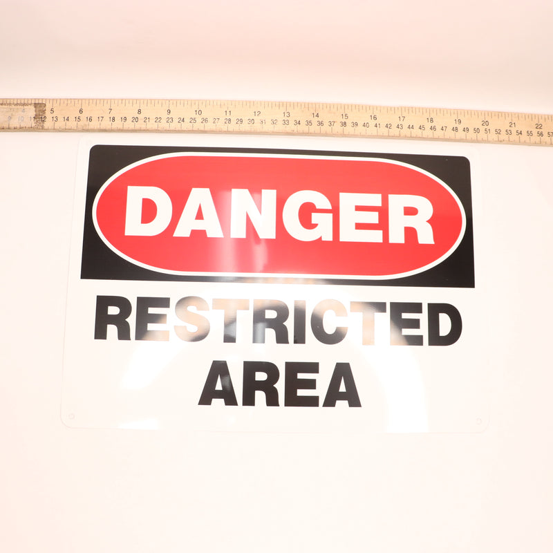 Everbilt Danger Restricted Area Sign Aluminum White/Red/Black 10" x 14" 566943