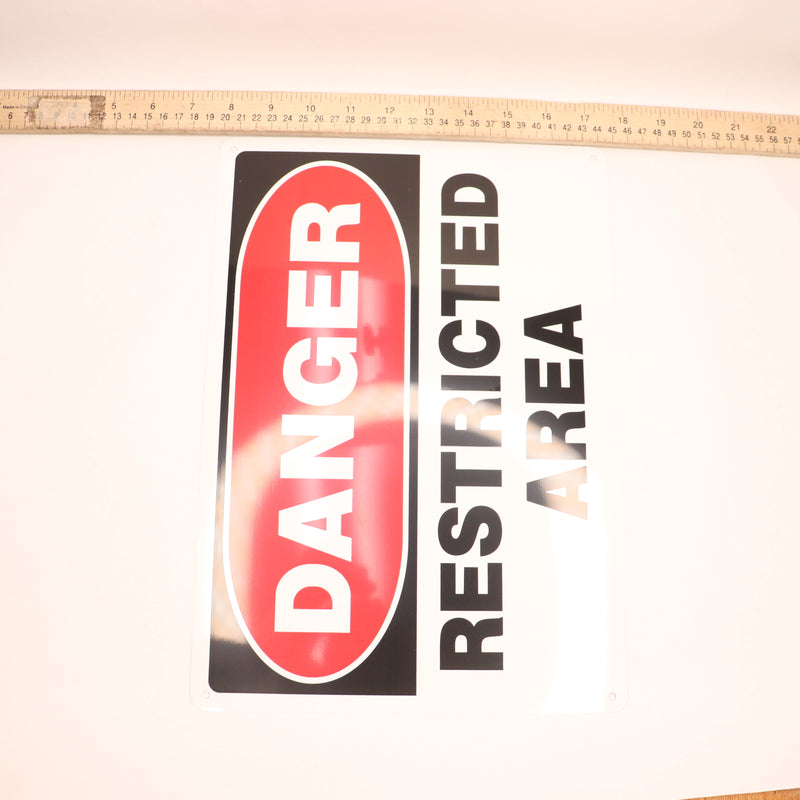 Everbilt Danger Restricted Area Sign Aluminum White/Red/Black 10" x 14" 566943