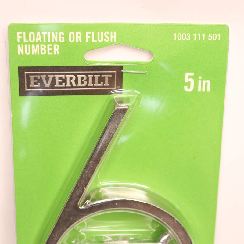 Everbilt Floating or Flush Plated House Number 6 Satin Nickel 5" 1003111501