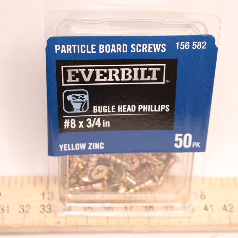 (50-Pk) Everbilt Coarse Phillips Bugle Head Wood Screws Zinc Plated