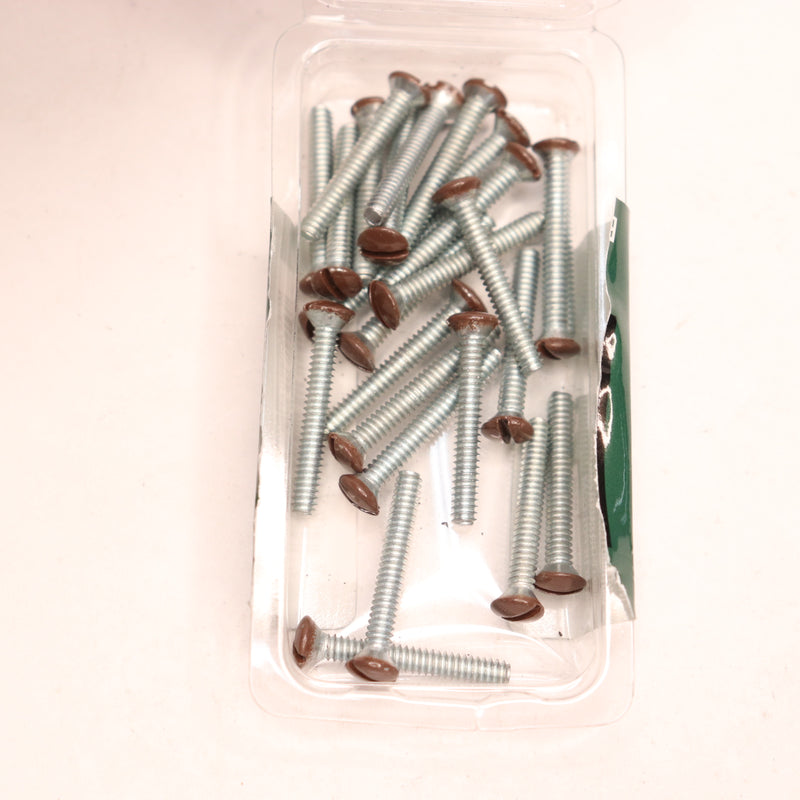 (25-Pk) Everbilt Switch Plate Screw Slotted Drive Oval-Head Brown