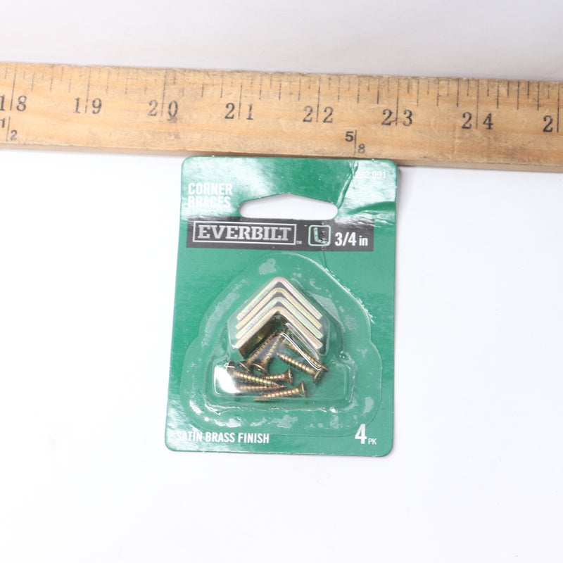 (4-Pk) Everbilt Corner Braces Satin Brass 3/4" 282991