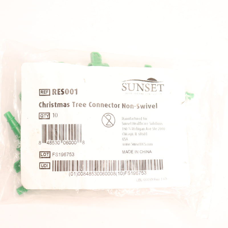 (10-Pk) Sunset Christmas Tree Connector Non-Swivel Green RES001
