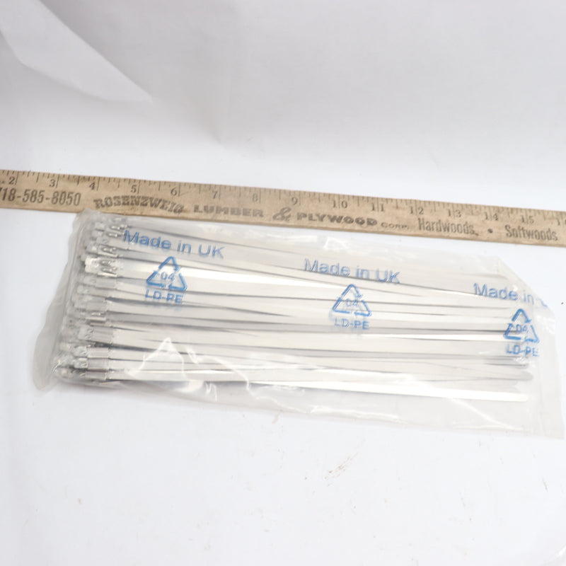 (100-Pk) Band-It Zip Ties 304 Stainless Steel Silver 3/8" X 10" AX7559