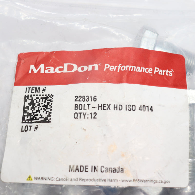 (12-Pk) Macdon Metric Hex Head Cap Screws Plain Steel Class 10.9 M10 X 40mm