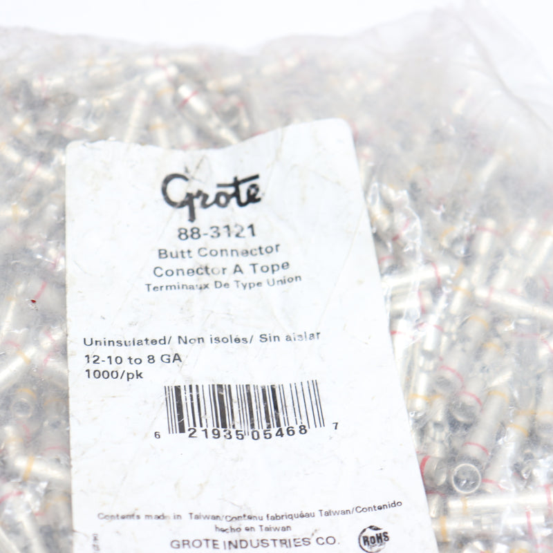 (1000-Pk) Grote Step Down Butt Connector Uninsulated 12 10 to 8 Gauge 88-3121