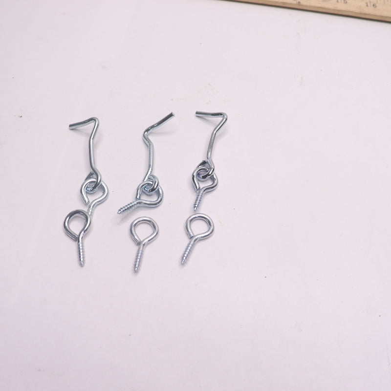 (3-Pk) Everbilt Hook and Eye Zinc Plated  2" 475173