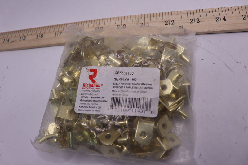 (100-Pk) Richelieu Angle Metal Shelf Clip Brass CP5834130
