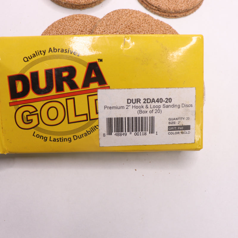 (20-Pk) Dura-Gold Hook & Loop Sanding Discs 40 Grit DUR 2DA40-20