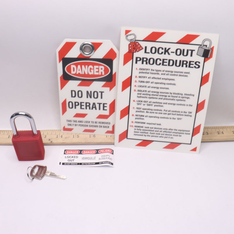 Bradly Nylon Lockout Padlock Red 99552 - Caution Tags Included