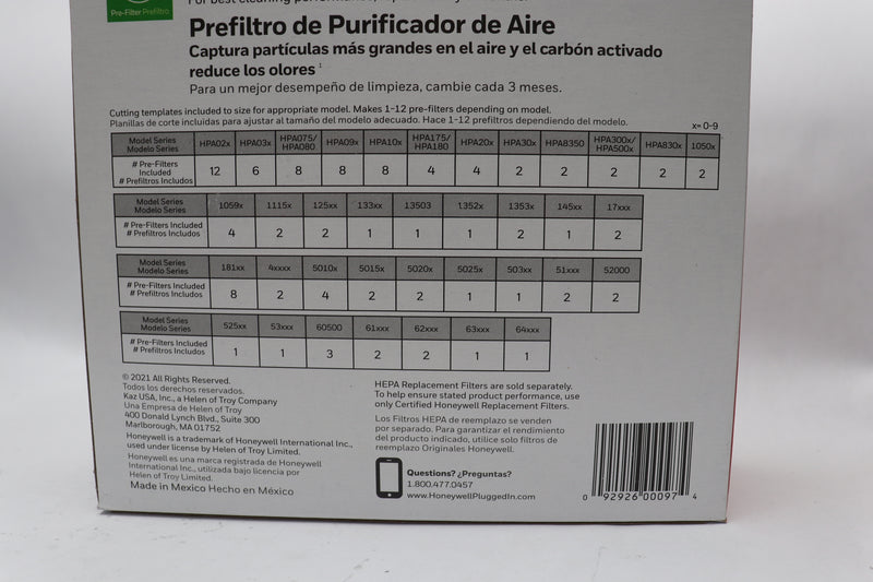 Honeywell Air Purifier Pre-Filter 15-1/2"x1/10"x47" HRF-AP1