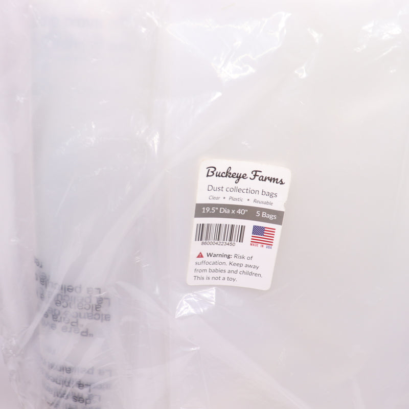 Buckeye Farms Dust Collection Bags Plastic Clear 19.5" X 40"