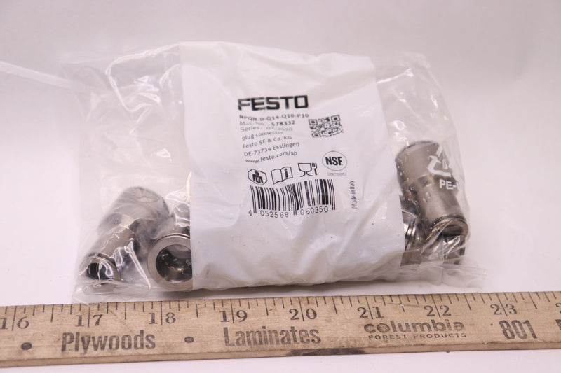 (10-Pk) Festo Plug Connector 578332 NPQH-D-Q14-Q10-P10