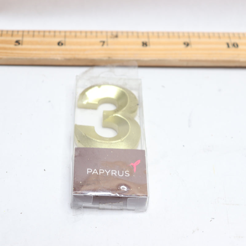 Papyrus Birthday Candle Number 3 Metallic Gold 03152223