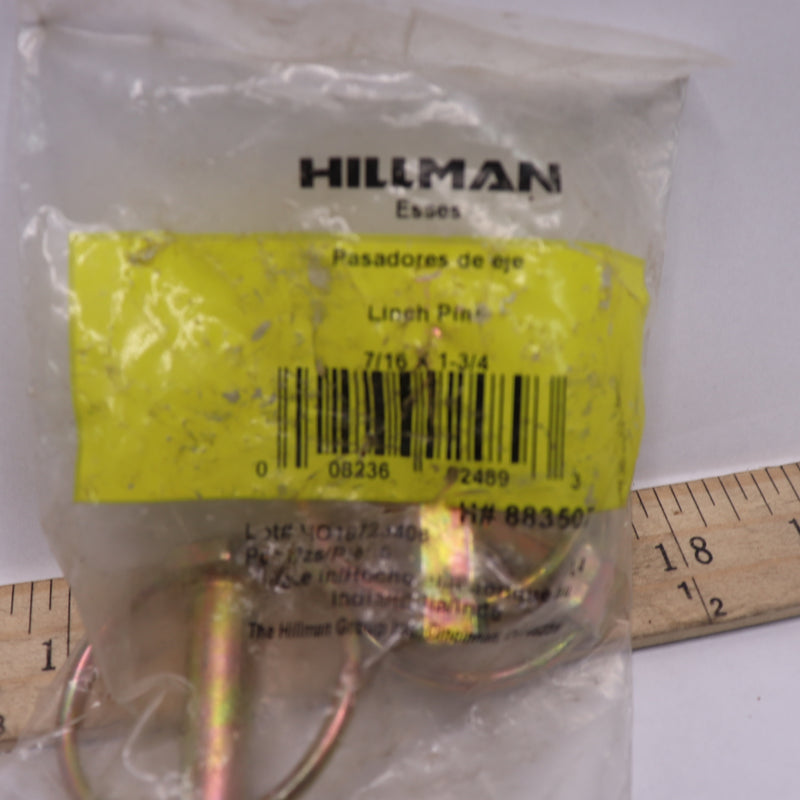 Hillman Linch Pin Yellow Zinc 7/16" x 1-3/4" Plated 883507
