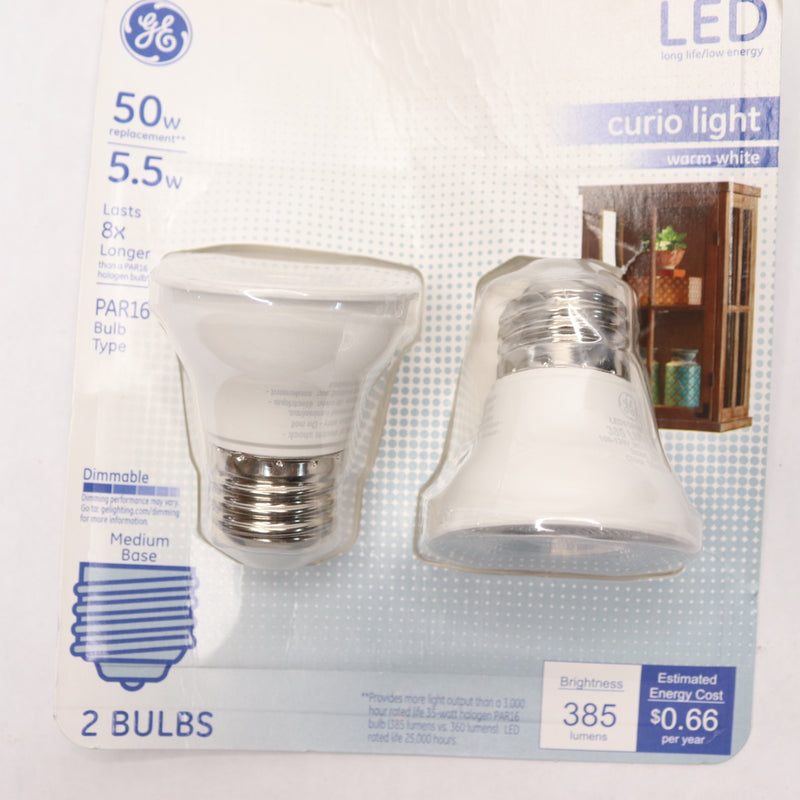 (2-Pk) GE LED Spot Light Bulbs Warm White Clear 385 Lumens 5.5-Watts 14038