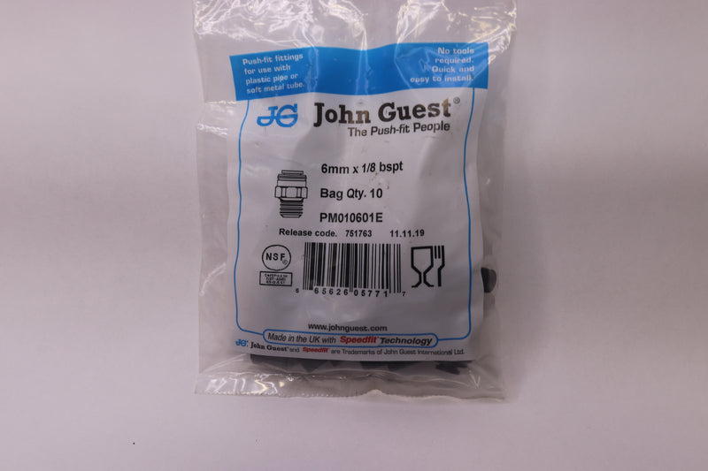 (10-Pk) John Guest Male Adapter Fitting Connection Type Tube x Male BSPT