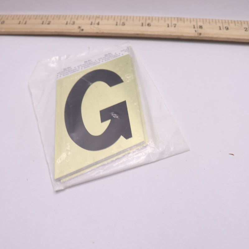 (10-Pk) Hy-Ko Adhesive Letter G Aluminum Black Letter Gold Background GG-25/G