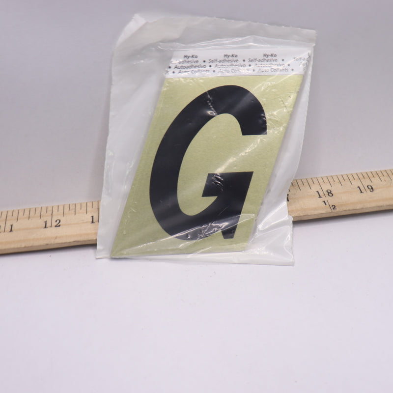 (10-Pk) Hy-Ko Adhesive Letter G Aluminum Black Letter Gold Background GG-25/G