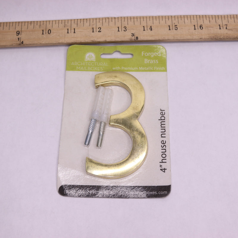 Architectural Mailboxes Solid Floating House Number Polished Brass 4" 3582PB-3