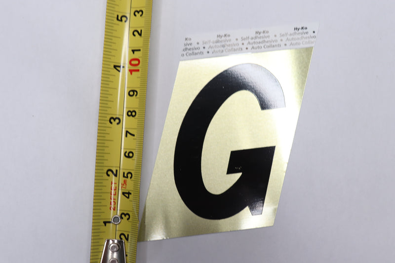 (10-Pk) Hy-Ko Self-Adhesive Letter G Aluminum Black/Gold GG-25/G
