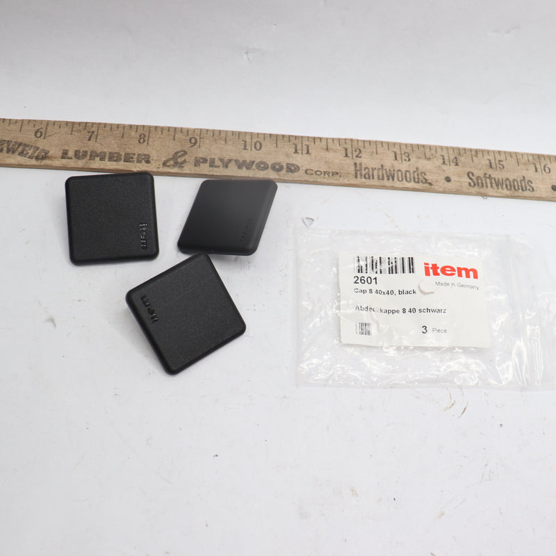 (3-Pk) Item Edge Square Caps Line 8 Black 40 mmx 40 mm 2601